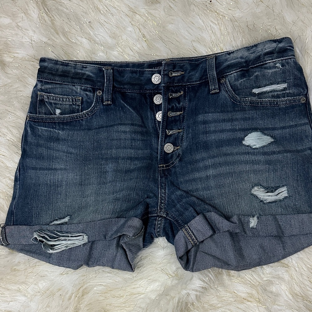 Lucky Brand Blue Jean Shorts Distressed Casual